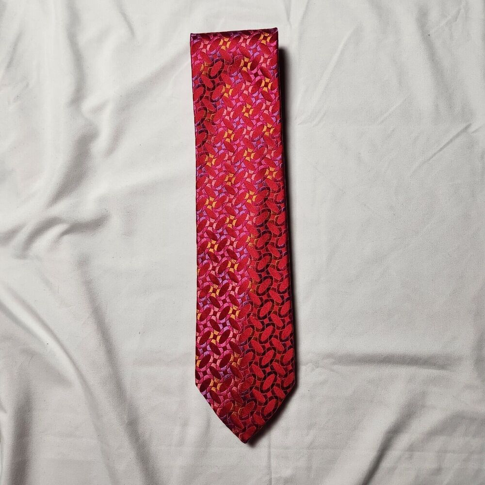 Robert Talbott Mens Eclipse Design Silk Tie Red Yellow